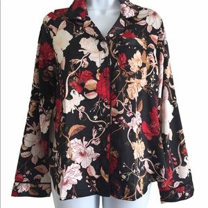 STARS ABOVE Black Floral Pajama Top Sz XS …
